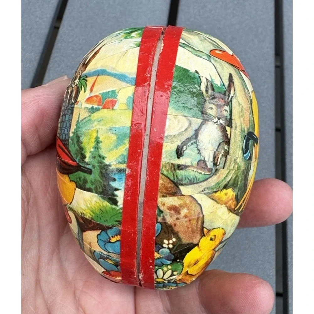 Vintage paper mache Easter eggs candy containers Germany flowers ducks rabbits